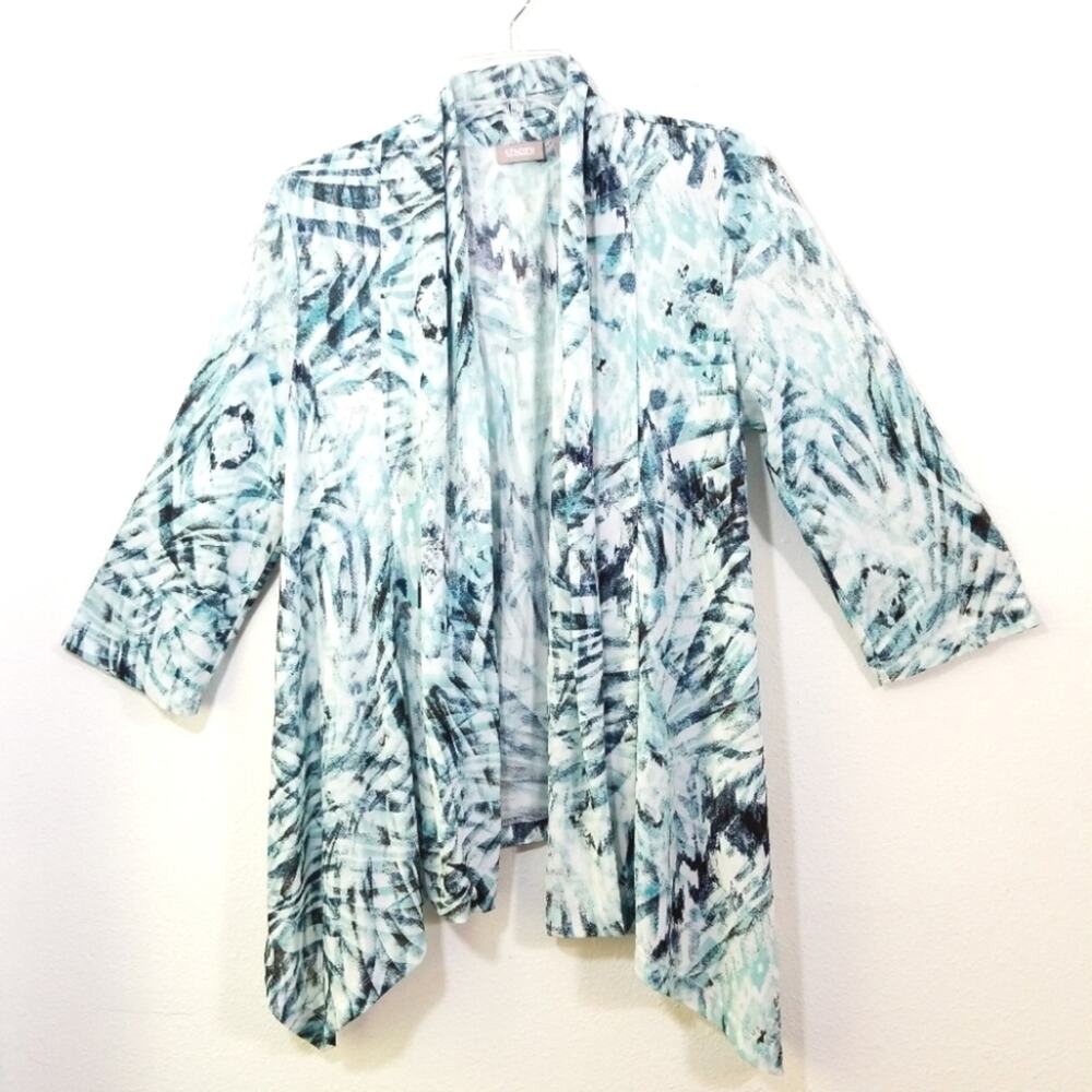 Chicos watercolor abstract waterfall cardigan 1